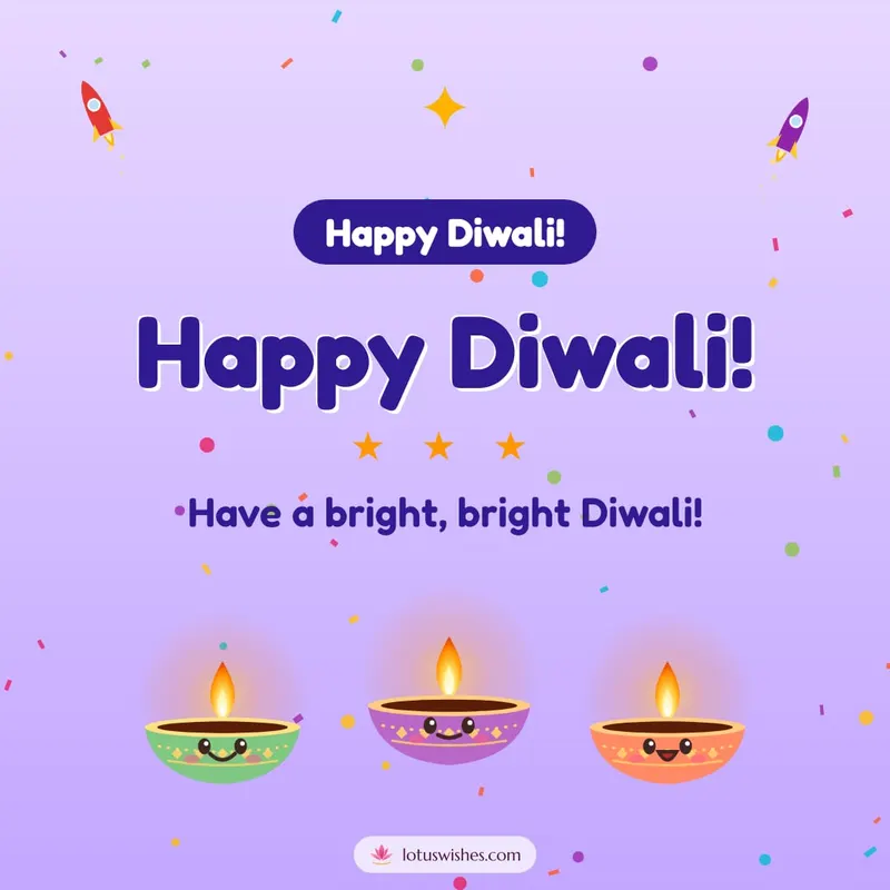 Happy Diwali! – Cute & Kids Diwali wishes image in English (square)