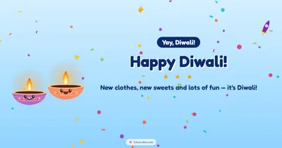 Happy Diwali! – Cute & Kids Diwali wishes image in English (landscape)