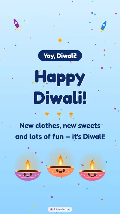 Happy Diwali! – Cute & Kids Diwali wishes image in English (story)