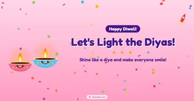 Let's Light the Diyas! – Cute & Kids Diwali wishes image in English (landscape)