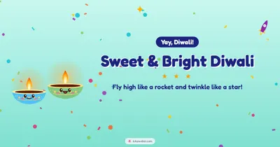Sweet & Bright Diwali – Cute & Kids Diwali wishes image in English (landscape)