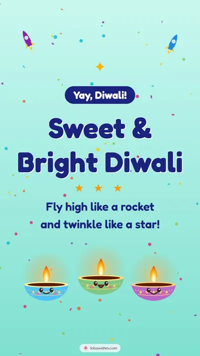 Sweet & Bright Diwali – Cute & Kids Diwali wishes image in English (story)