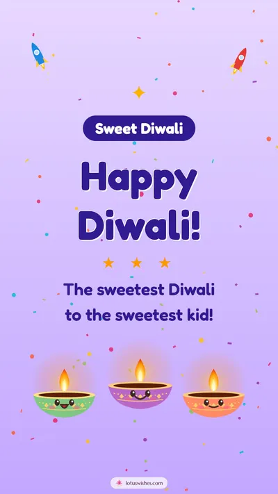 Happy Diwali! – Cute & Kids Diwali wishes image in English (story)