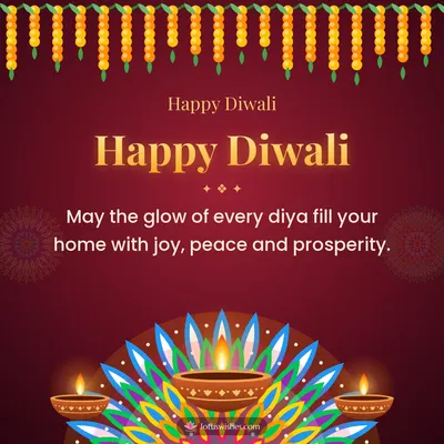Happy Diwali – Diya & Rangoli Diwali wish in English