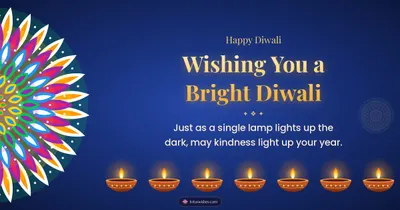 Wishing You a Bright Diwali – Diya & Rangoli Diwali wishes image in English (landscape)