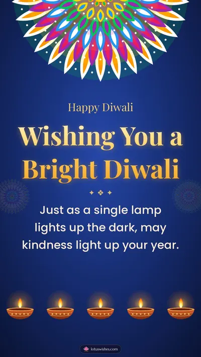 Wishing You a Bright Diwali – Diya & Rangoli Diwali wishes image in English (story)