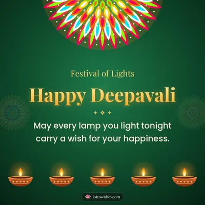 Happy Deepavali – Diya & Rangoli Diwali wish in English