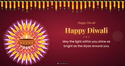 Happy Diwali – Diya & Rangoli Diwali wishes image in English (landscape)