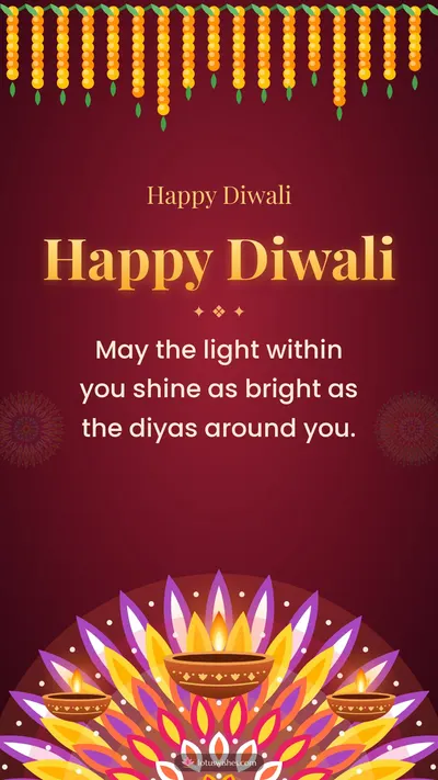 Happy Diwali – Diya & Rangoli Diwali wishes image in English (story)