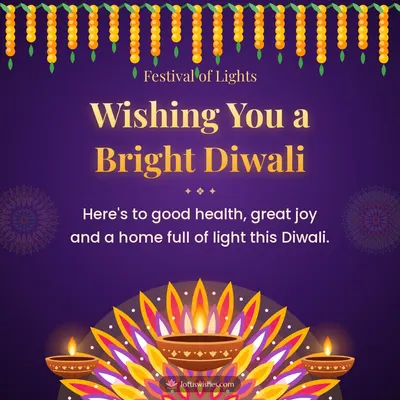Wishing You a Bright Diwali – Diya & Rangoli Diwali wish in English