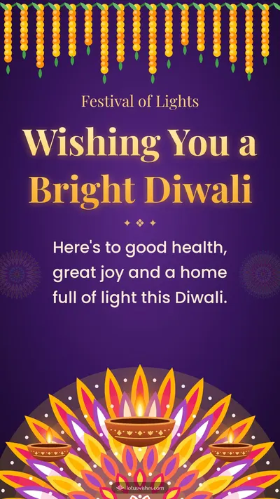 Wishing You a Bright Diwali – Diya & Rangoli Diwali wishes image in English (story)