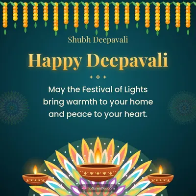 Happy Deepavali – Diya & Rangoli Diwali wish in English