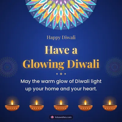 Have a Glowing Diwali – Diya & Rangoli Diwali wish in English