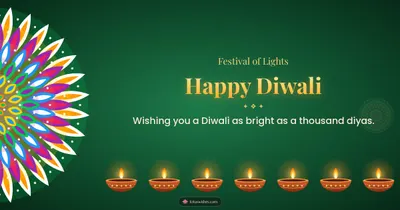 Happy Diwali – Diya & Rangoli Diwali wishes image in English (landscape)
