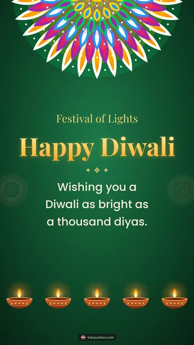 Happy Diwali – Diya & Rangoli Diwali wishes image in English (story)