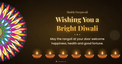 Wishing You a Bright Diwali – Diya & Rangoli Diwali wishes image in English (landscape)