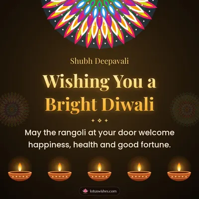 Wishing You a Bright Diwali – Diya & Rangoli Diwali wish in English