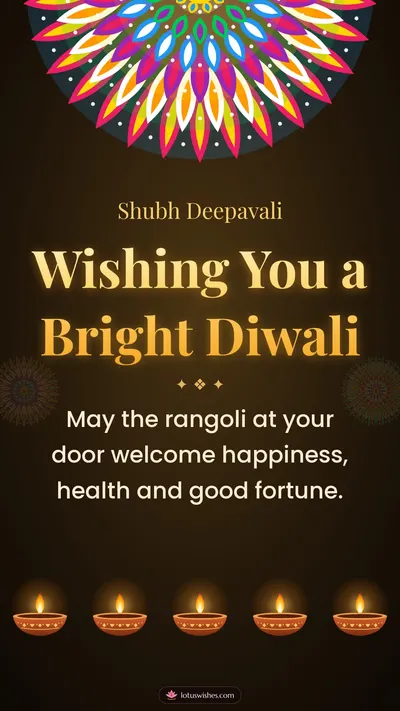 Wishing You a Bright Diwali – Diya & Rangoli Diwali wishes image in English (story)