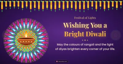 Wishing You a Bright Diwali – Diya & Rangoli Diwali wishes image in English (landscape)