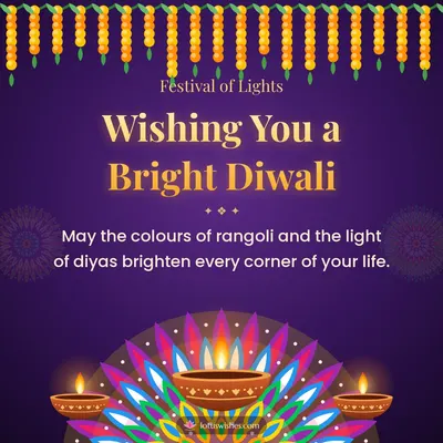 Wishing You a Bright Diwali – Diya & Rangoli Diwali wish in English