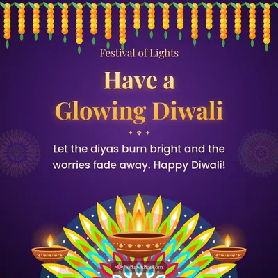 Have a Glowing Diwali – Diya & Rangoli Diwali wish in English