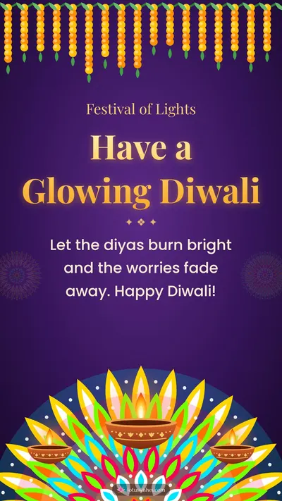 Have a Glowing Diwali – Diya & Rangoli Diwali wishes image in English (story)
