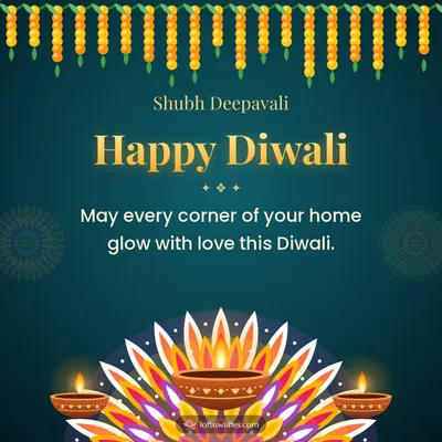 Happy Diwali – Diya & Rangoli Diwali wish in English