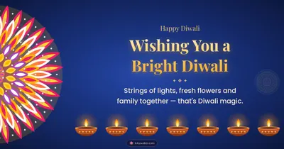 Wishing You a Bright Diwali – Diya & Rangoli Diwali wishes image in English (landscape)