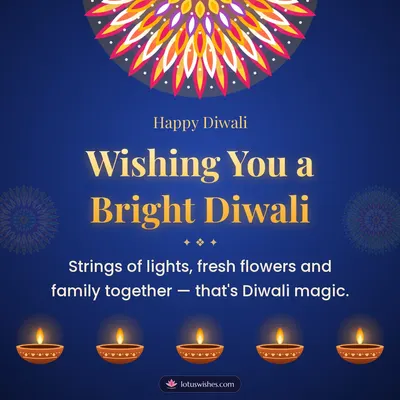 Wishing You a Bright Diwali – Diya & Rangoli Diwali wish in English