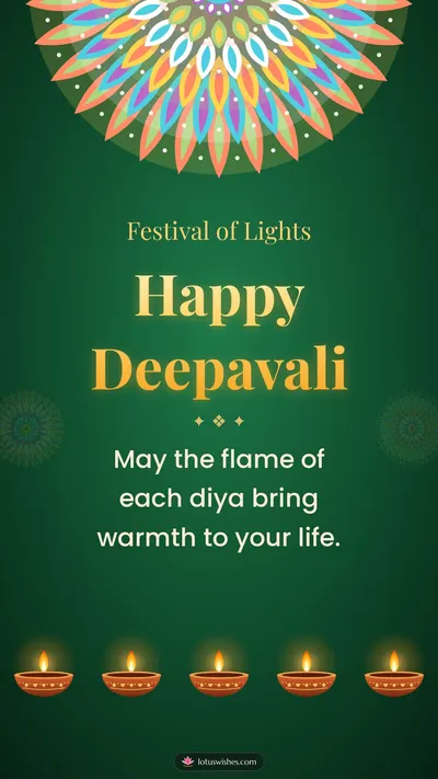 Happy Deepavali – Diya & Rangoli Diwali wishes image in English (story)