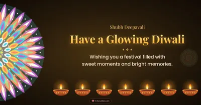 Have a Glowing Diwali – Diya & Rangoli Diwali wishes image in English (landscape)