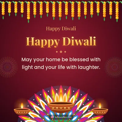 Happy Diwali – Diya & Rangoli Diwali wish in English
