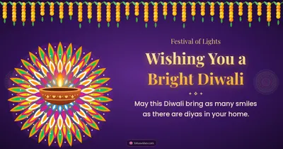 Wishing You a Bright Diwali – Diya & Rangoli Diwali wishes image in English (landscape)