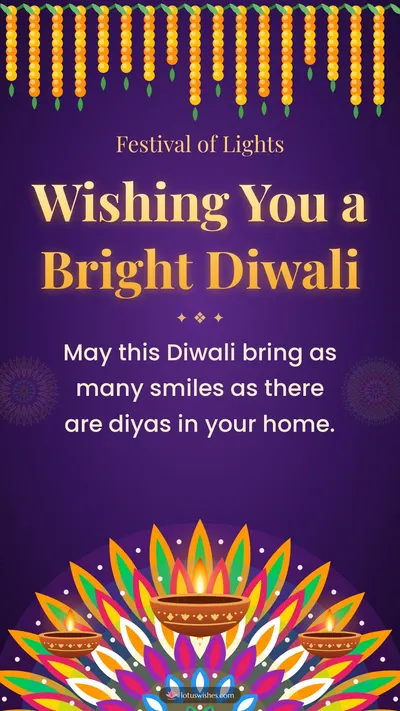 Wishing You a Bright Diwali – Diya & Rangoli Diwali wishes image in English (story)
