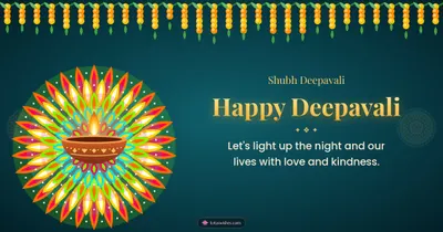 Happy Deepavali – Diya & Rangoli Diwali wishes image in English (landscape)