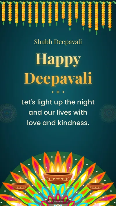 Happy Deepavali – Diya & Rangoli Diwali wishes image in English (story)