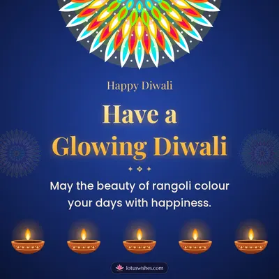 Have a Glowing Diwali – Diya & Rangoli Diwali wish in English
