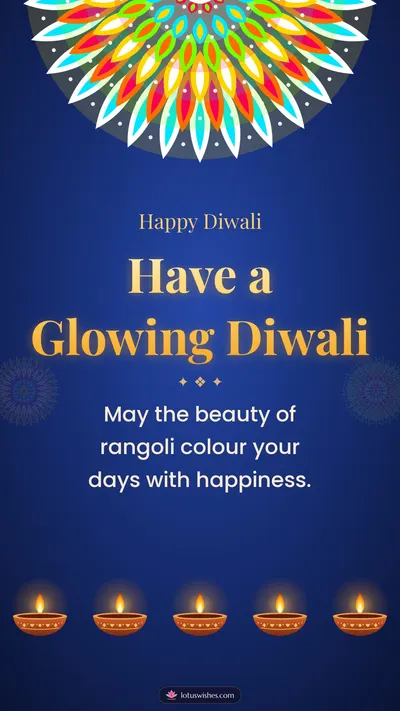 Have a Glowing Diwali – Diya & Rangoli Diwali wishes image in English (story)