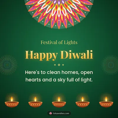 Happy Diwali – Diya & Rangoli Diwali wish in English