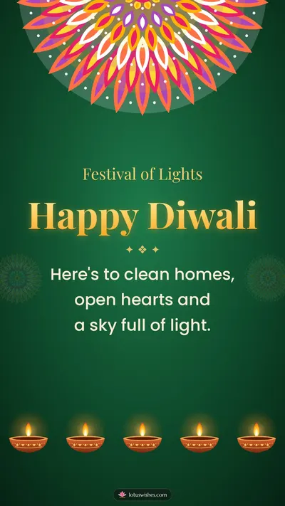 Happy Diwali – Diya & Rangoli Diwali wishes image in English (story)