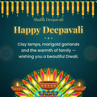 Happy Deepavali – Diya & Rangoli Diwali wish in English