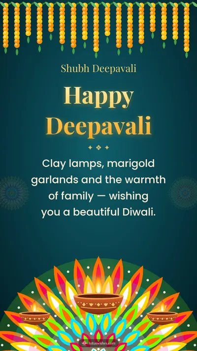 Happy Deepavali – Diya & Rangoli Diwali wishes image in English (story)
