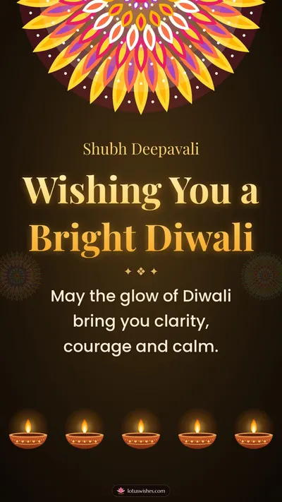 Wishing You a Bright Diwali – Diya & Rangoli Diwali wishes image in English (story)