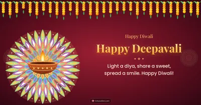 Happy Deepavali – Diya & Rangoli Diwali wishes image in English (landscape)