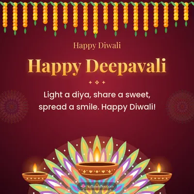 Happy Deepavali – Diya & Rangoli Diwali wish in English