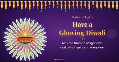 Have a Glowing Diwali – Diya & Rangoli Diwali wishes image in English (landscape)