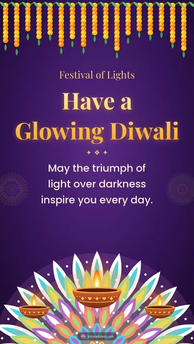 Have a Glowing Diwali – Diya & Rangoli Diwali wishes image in English (story)