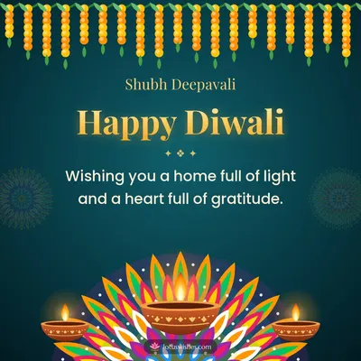Happy Diwali – Diya & Rangoli Diwali wish in English