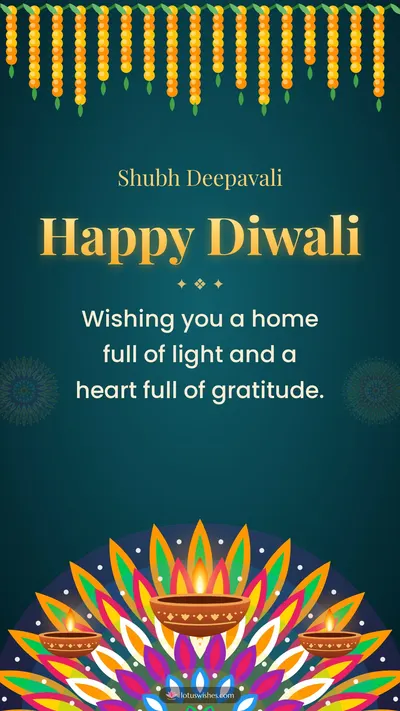 Happy Diwali – Diya & Rangoli Diwali wishes image in English (story)