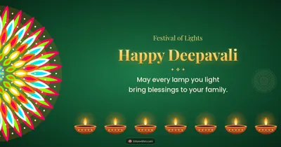 Happy Deepavali – Diya & Rangoli Diwali wishes image in English (landscape)